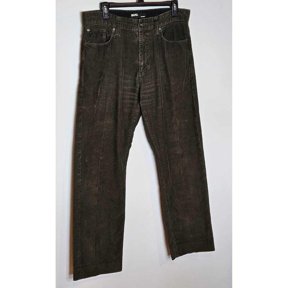 BDG Mens Straight Leg Corduroy Pants Olive Green Casual‎ 34x32 Urban Outfitters